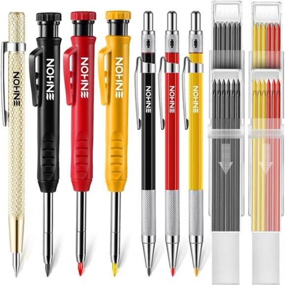 Mechanical Carpenter Pencils Set with Marker Refills and Carbide Scriber Tool